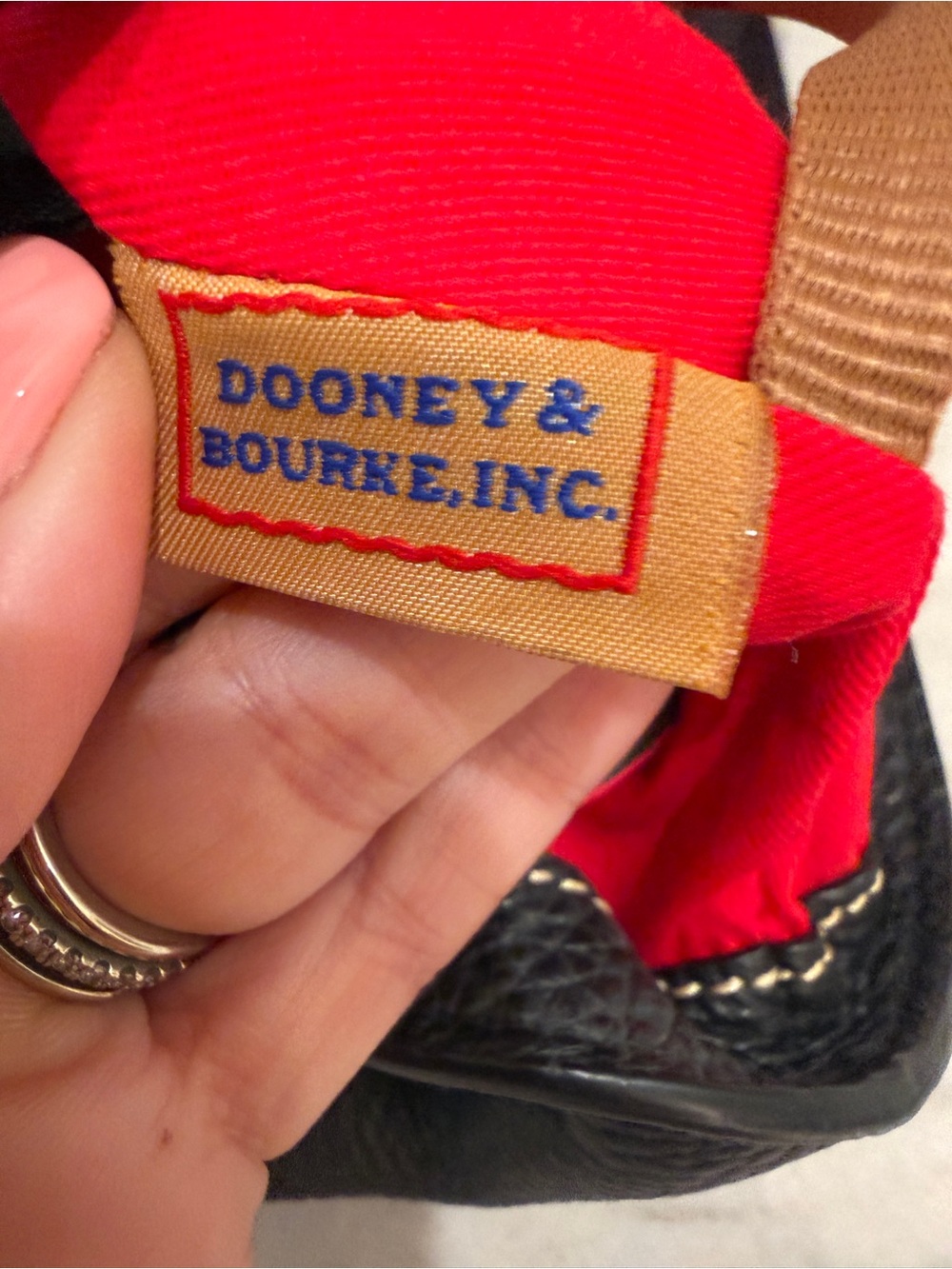 Dooney & Bourke Black Pebbled Leather Lexington Shopper Tote Red Interior - Picture 5 of 13